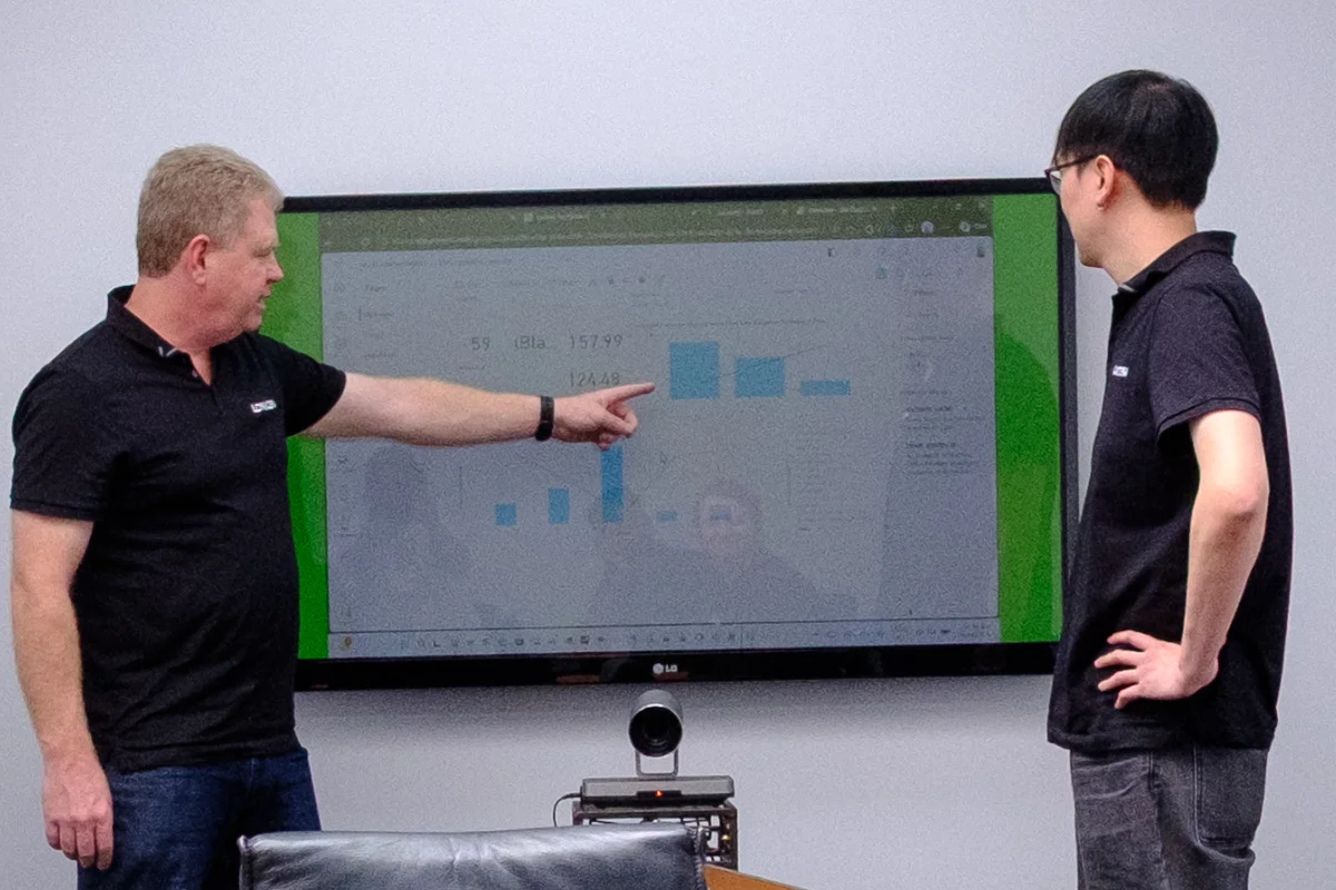 Pointing at data trend on interactive board